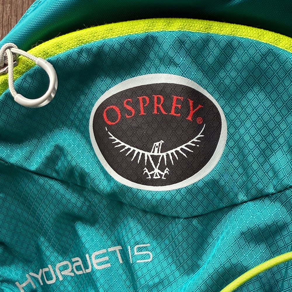 OSPREY Teal Backpack with Neon Yellow Accents HydraJet 15 - Picture 3 of 12